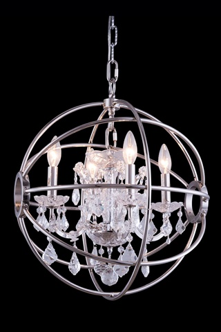 Elegant Lighting 1130D17PN-RC 17 Dia. x 19.5 H in. Geneva Pendent Lamp - Polished Nickel- Royal Cut Crystals -  Elegant Furniture & Lighting, 1130D17PN/RC