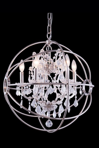 Elegant Lighting 1130D20PN-RC 20 Dia. x 23 H in. Geneva Pendent Lamp - Polished Nickel- Royal Cut Crystals -  Elegant Furniture & Lighting, 1130D20PN/RC