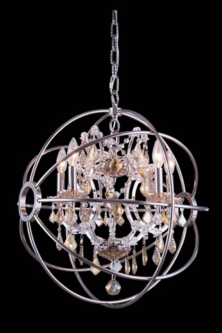 Elegant Lighting 1130D20PN-GT-RC 20 Dia. x 23 H in. Geneva Pendent Lamp - Polished Nickel- Royal Cut Golden Teak Crystals -  Elegant Furniture & Lighting, 1130D20PN-GT/RC