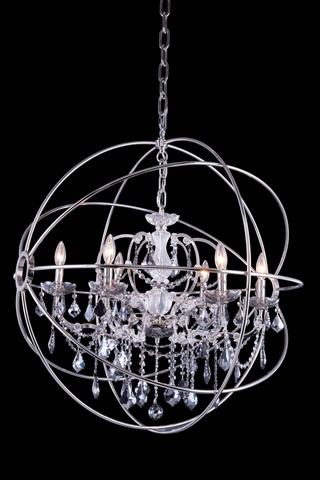 Elegant Lighting 1130D32PN-SS-RC 32 Dia. x 34.5 H in. Geneva Pendent Lamp - Polished Nickel- Royal Cut Silver Shade Crystals -  Elegant Furniture & Lighting, 1130D32PN-SS/RC