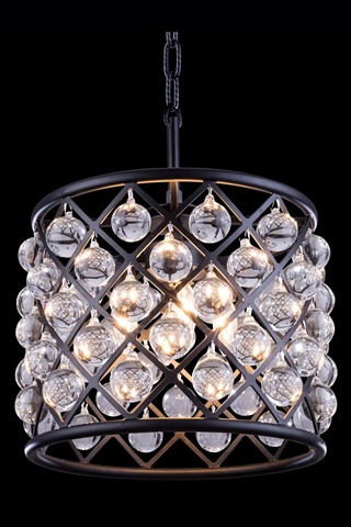 Elegant Lighting 1204D14MB-RC 14 Dia. x 13 H in. Madison Pendent Lamp - Mocha Brown- Royal Cut Crystals -  Elegant Furniture & Lighting, 1204D14MB/RC