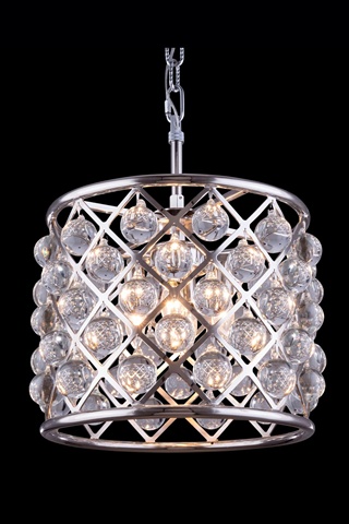 Elegant Lighting 1204D14PN-RC 14 Dia. x 13 H in. Madison Pendent Lamp - Polished Nickel, Royal Cut Crystals -  Elegant Furniture & Lighting, 1204D14PN/RC