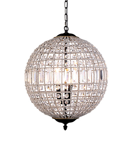 Elegant Lighting 1205D24DB-RC 24 Dia. x 33.5 H in. Olivia Pendant Lamp - Dark Bronze, Royal Cut Crystal Clear -  Elegant Furniture & Lighting, 1205D24DB/RC