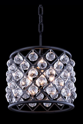 Elegant Lighting 1206D14MB-RC 14 Dia. x 13 H in. Madison Pendent Lamp - Mocha Brown- Royal Cut Crystals -  Elegant Furniture & Lighting, 1206D14MB/RC