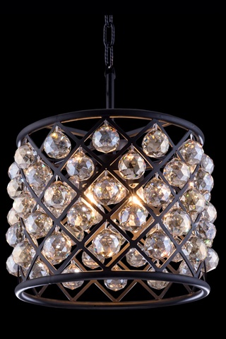 Elegant Lighting 1206D14MB-GT-RC 14 Dia. x 13 H in. Madison Pendent Lamp - Mocha Brown- Royal Cut Golden Teak Crystals -  Elegant Furniture & Lighting, 1206D14MB-GT/RC