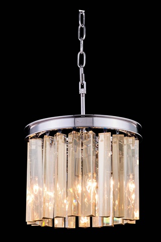 Elegant Lighting 1208D12PN-GT-RC 12 Dia. x 13 H in. Sydney Pendent Lamp - Polished Nickel- Royal Cut Golden Teak Crystals -  Elegant Furniture & Lighting, 1208D12PN-GT/RC