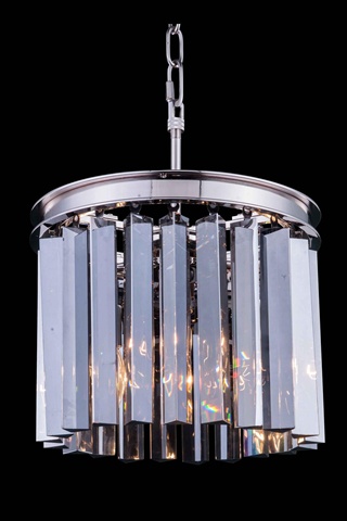 Elegant Lighting 1208D12PN-SS-RC 12 Dia. x 13 H in. Sydney Pendent Lamp - Polished Nickel- Royal Cut Silver Shade Crystals -  Elegant Furniture & Lighting, 1208D12PN-SS/RC