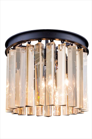 Elegant Lighting 1208F12MB-GT-RC 12 Dia. x 13 H in. Sydney Flush Mount - Mocha Brown, Royal Cut Golden Teak Crystals -  Elegant Furniture & Lighting, 1208F12MB-GT/RC