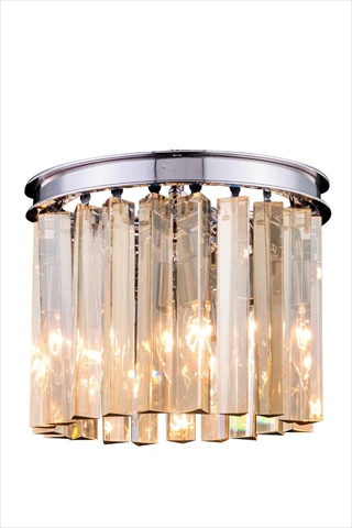 Elegant Lighting 1208F12PN-GT-RC 12 Dia. x 13 H in. Sydney Flush Mount - Polished Nickel- Royal Cut Golden Teak Crystals -  Elegant Furniture & Lighting, 1208F12PN-GT/RC