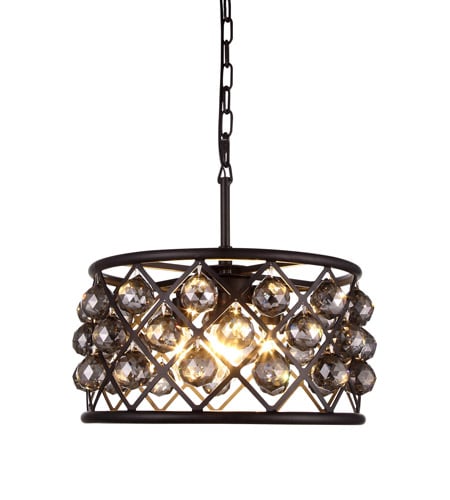 1214D16MB-SS-RC 16 Dia. x 9 H in. Madison Pendant Lamp - Mocha Brown- Royal Cut Silver Shade Grey
