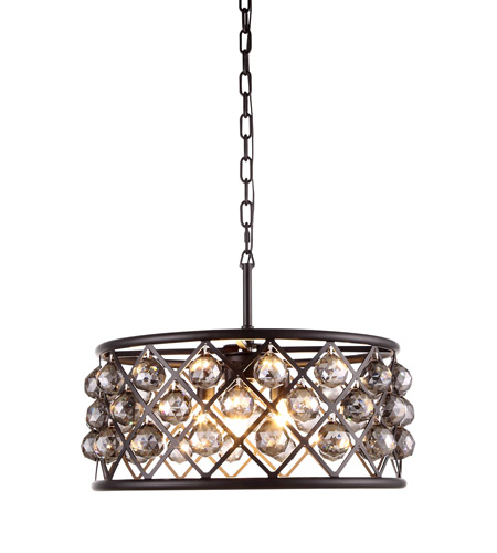 Elegant Lighting 1214D20MB-SS-RC 20 Dia. x 9 H in. Madison Pendant Lamp - Mocha Brown- Royal Cut Silver Shade Grey -  Elegant Furniture & Lighting, 1214D20MB-SS/RC