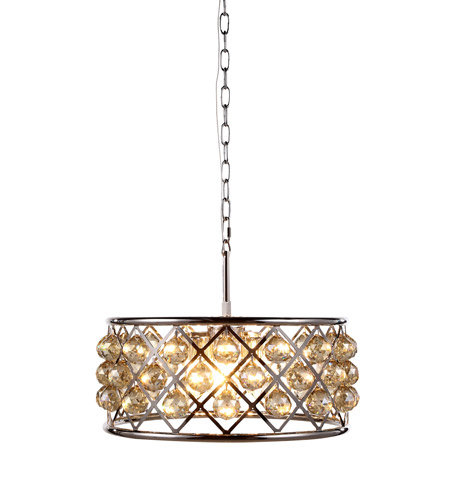 Elegant Lighting 1214D20PN-GT-RC 20 Dia. x 9 H in. Madison Pendant Lamp - Polished Nickel, Royal Cut Golden Teak Smoky -  Elegant Furniture & Lighting, 1214D20PN-GT/RC