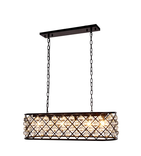 Elegant Lighting 1215G40MB-RC 40 x 13 x 15 in. Madison Pendant Lamp - Mocha Brown- Royal Cut Crystal Clear -  Elegant Furniture & Lighting, 1215G40MB/RC