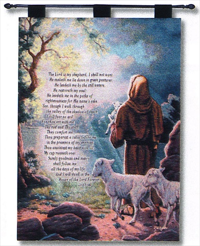 Picture of Charlotte Home Furnishings WW-1070-1757 The Lord Is My Shepherd Fine Art Tapestry - Blue