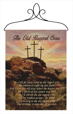 Picture of Charlotte Home Furnishings WW-8856-12386 Old Rugged Cross Bannerette Fine Art Tapestry