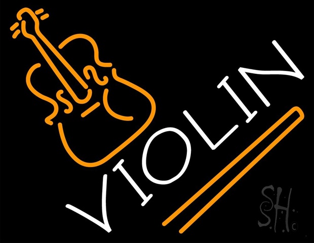 Sign Store 31 x 1 x 24 in. White Violin Clear Backing Neon Sign