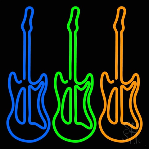 Sign Store 24 x 1 x 24 in. Guitars Clear Backing Neon Sign