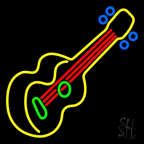 Sign Store 24 x 1 x 24 in. Guitar Strings Clear Backing Neon Sign