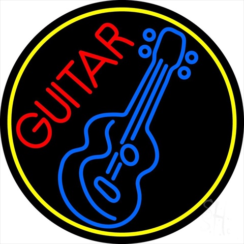 Sign Store 26 x 1 x 26 in. Guitar Strings Clear Backing Neon Sign