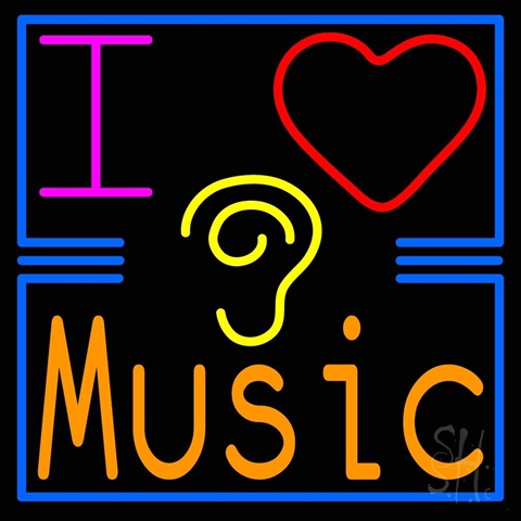 Sign Store 24 x 1 x 24 in. I Love Hearing Music Clear Backing Neon Sign