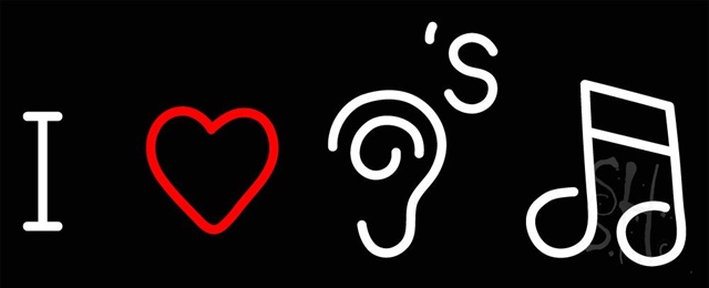 Sign Store 32 x 1 x 13 in. I Love Hearing Music Clear Backing Neon Sign