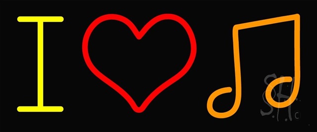 Sign Store 24 x 1 x 10 in. I Love Music Clear Backing Neon Sign