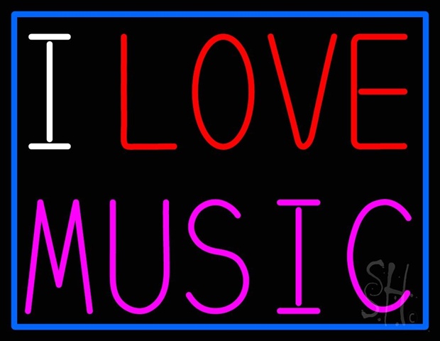 Sign Store 31 x 1 x 24 in. I Love Music Clear Backing Neon Sign