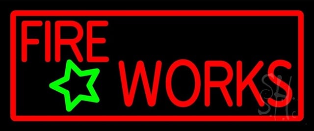 Sign Store 24 x 1 x 10 in. Red Fireworks Clear Backing Neon Sign
