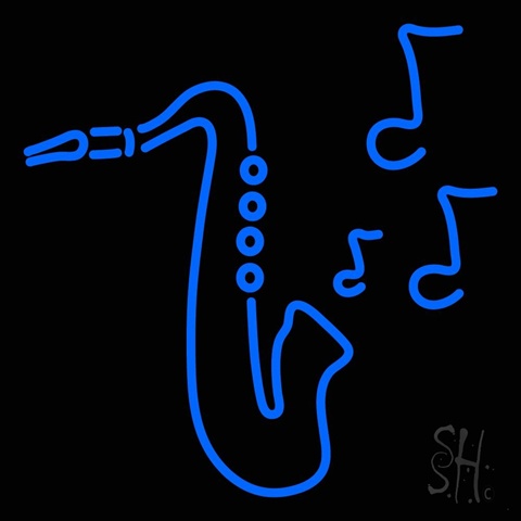 Sign Store 24 x 1 x 24 in. Saxophone With Musical Note Clear Backing Neon Sign