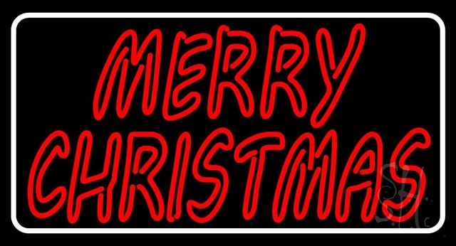 Sign Store 37 x 1 x 20 in. White Border Double Stroke Merry Christmas Clear Backing Neon Sign