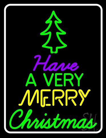 Sign Store 24 x 1 x 31 in. White Border Merry Christmas And Happy New Year Clear Backing Neon Sign
