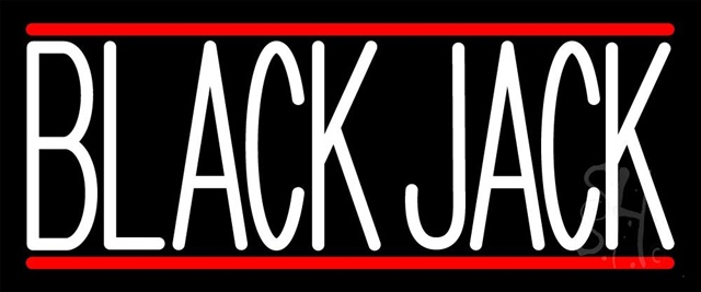 Sign Store 24 x 1 x 10 in. Blackjack White Clear Backing Neon Sign