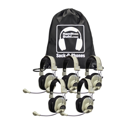 Picture of HamiltonBuhl Sack-O-Phones  5 HA-66M Deluxe Multimedia Headphones in a Carry Bag