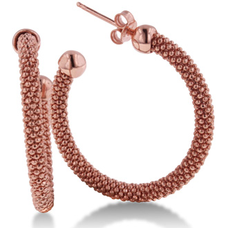 Rose Tone Mesh Hoop Earrings - Rose Gold - 1 in. - Elegant Everyday Accessory