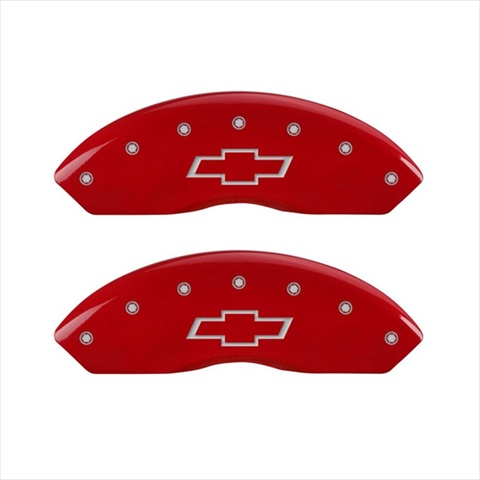 14235SBOWRD Bowtie Red Caliper Covers - Engraved Front & Rear, Set of 4