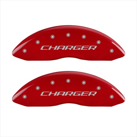 12181SCH1RD Charger Red Caliper Covers - Engraved Front & Rear, Set of 4