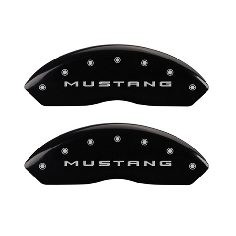 10202SMB2BK Mustang Black Caliper Covers - Engraved Front & Rear, Set of 4