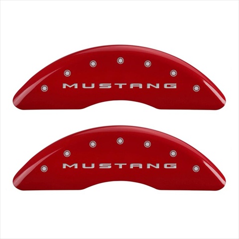 10200SM52RD Mustang Red Caliper Covers - Engraved Front & Rear, Set of 4