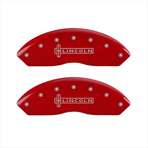 36018SLCZRD Lincoln Red Caliper Covers - Engraved Front & Rear- Set of 4