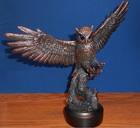 F Owl Bronze Plated Resin Sculpture