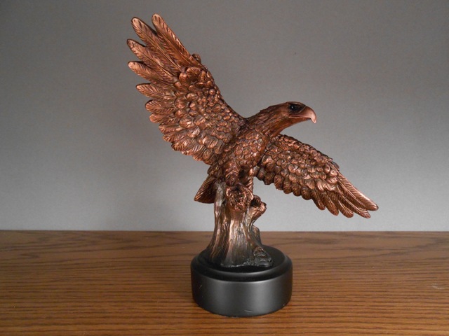 F Eagle Bronze Plated Resin Sculpture - 7 x 4 x 7.5 in.