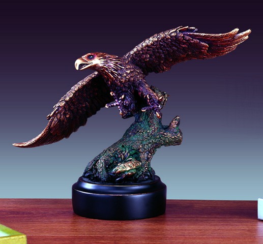F Eagle Bronze Plated Resin Sculpture - 13 x 7 x 8 in.