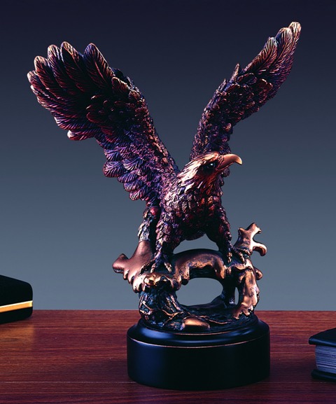 F Eagle Bronze Plated Resin Sculpture - 7 x 4.5 x 8.5 in.