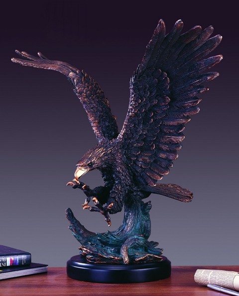 F Eagle Bronze Plated Resin Sculpture - 24 x 15 x 26 in.
