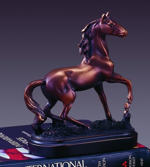 F Horse Bronze Plated Resin Sculpture