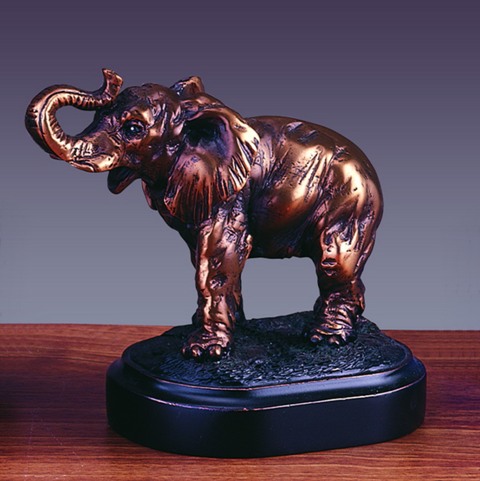 F Elephant Bronze Plated Resin Sculpture - 4.5 x 2.5 x 4 in.