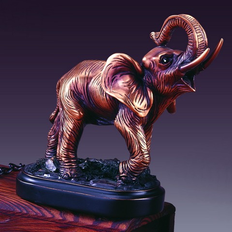 F Elephant Bronze Plated Resin Sculpture - 6 x 3 x 5.5 in -  DwellingDesigns, DW2619755