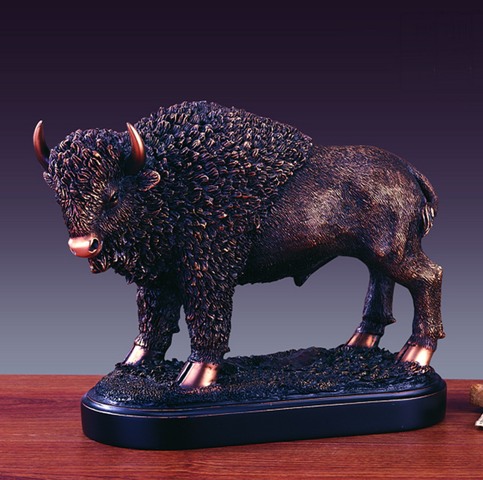 F Buffalo Bronze Plated Resin Sculpture