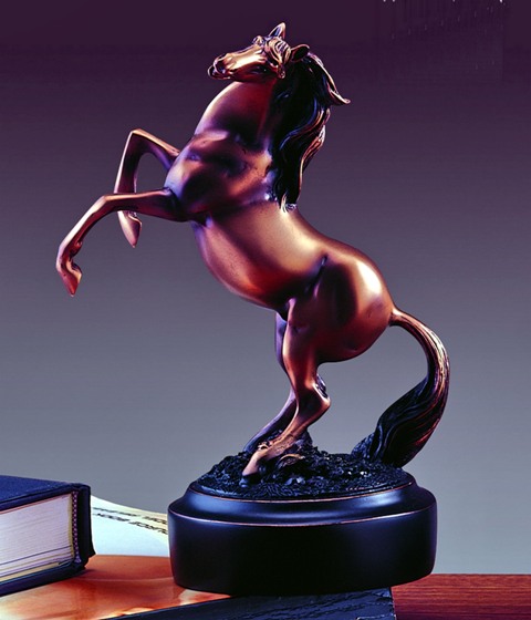 F Standing Horse Bronze Plated Resin Sculpture