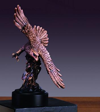 F Eagle Bronze Plated Resin Sculpture - 6 x 4 x 9.5 in.